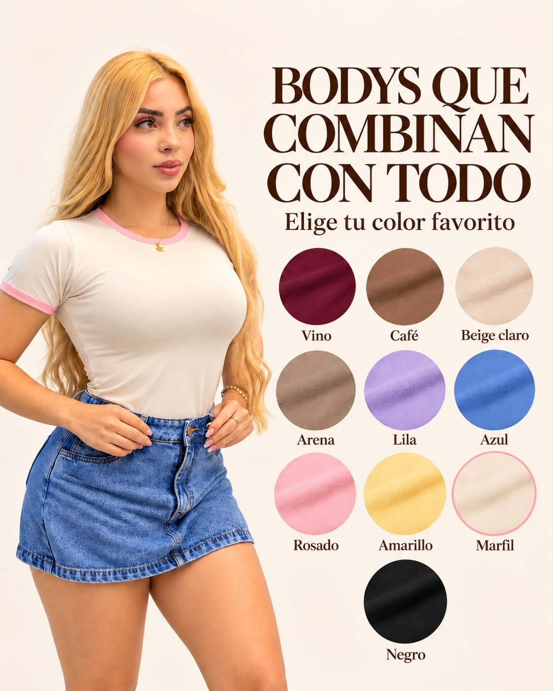 Body Sesgo Manga corta Unicolor
