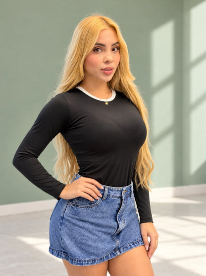 Body Sesgo Manga LARGA Unicolor